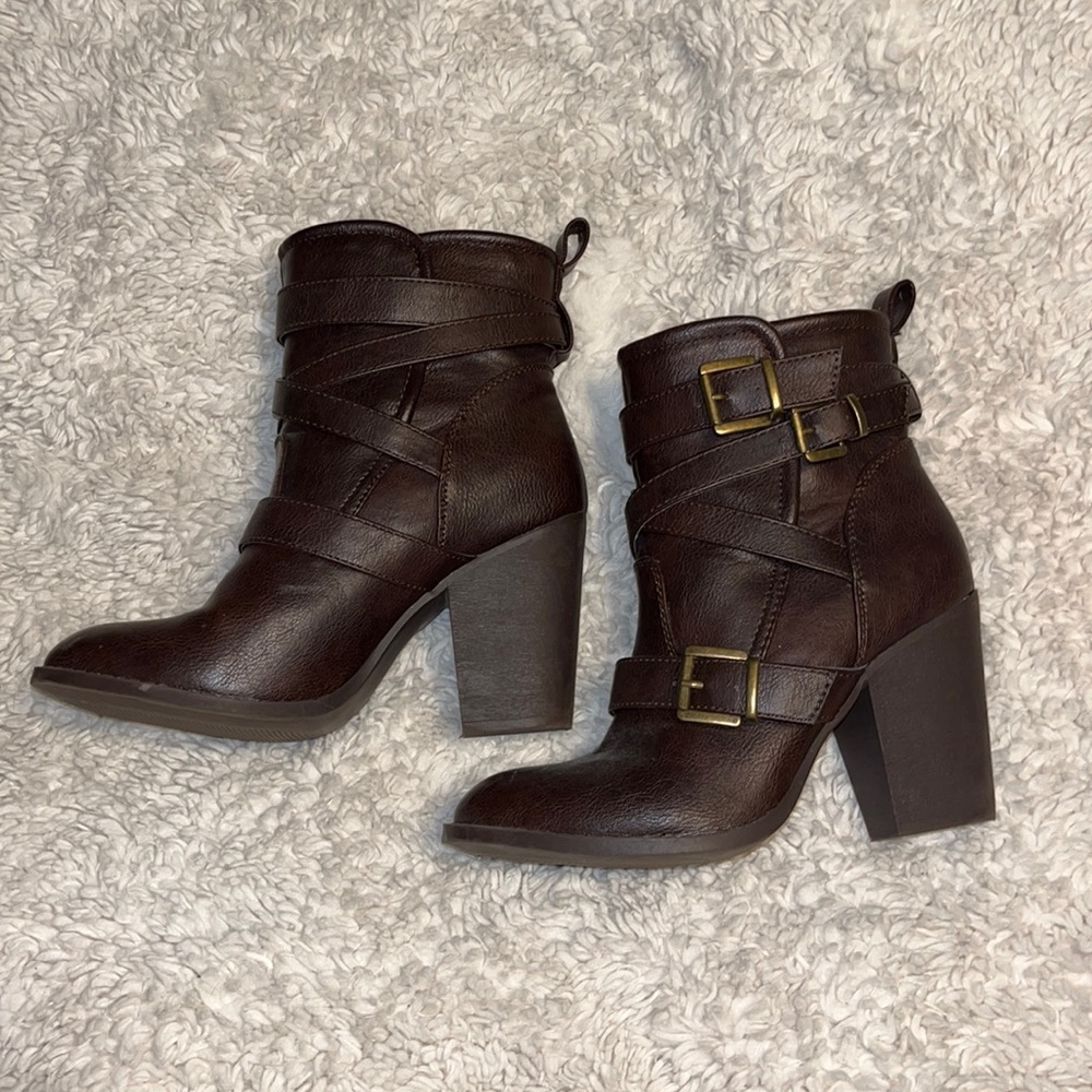 Brown Strappy Booties